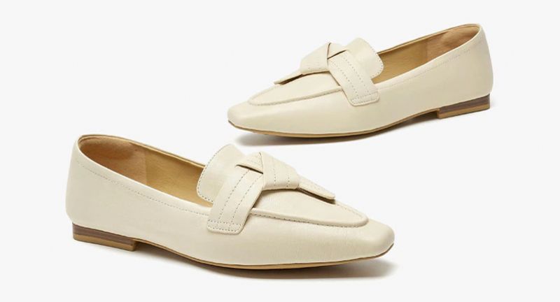 Lupita Naisten Nelikulmaiset Nahkaiset Loafer-kengät - Beige