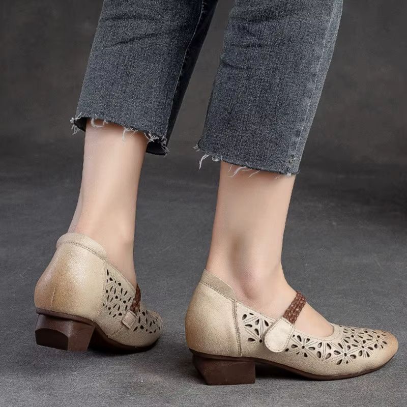Magdalena Naisten Mukavat Nahkapumput - Beige