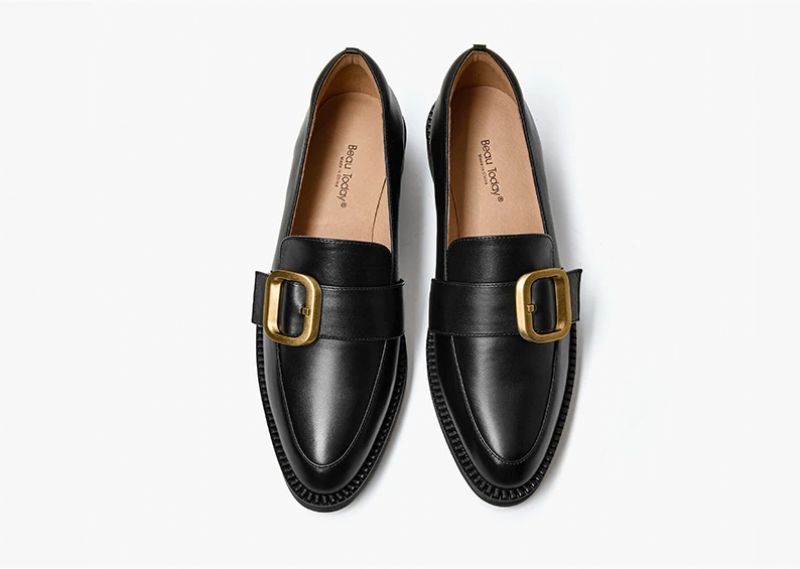 Mallet Naisten Litteät Nahkaiset Loafer-kengät - Musta