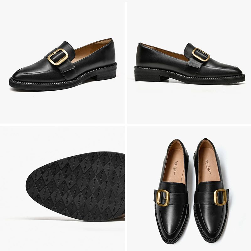 Mallet Naisten Litteät Nahkaiset Loafer-kengät - Musta