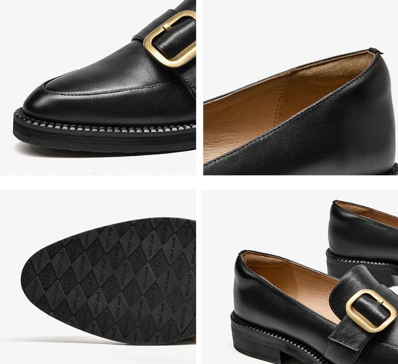 Mallet Naisten Litteät Nahkaiset Loafer-kengät - Musta