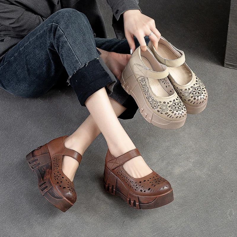 Maria Naisten Summer Platform Wedges -sandaalit - Ruskea