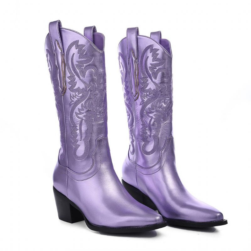 Marty Naisten Metalliset Cowboysaappaat - Purppura