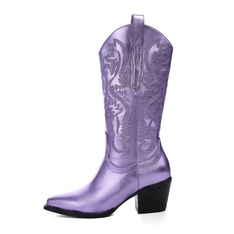 Marty Naisten Metalliset Cowboysaappaat - Purppura