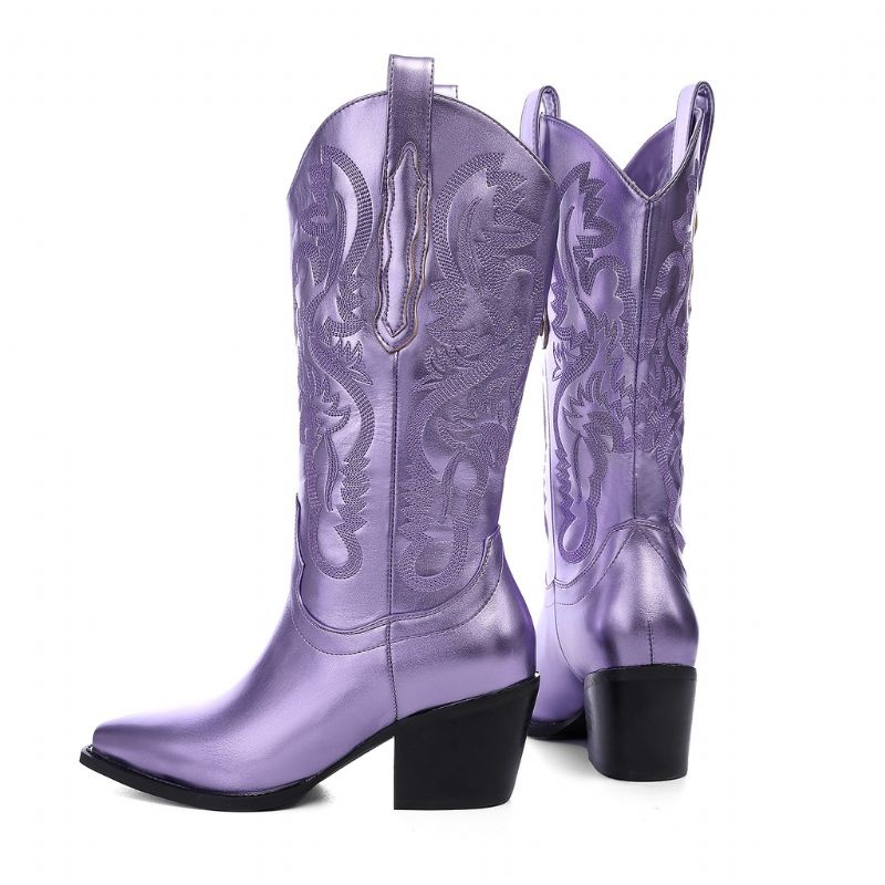 Marty Naisten Metalliset Cowboysaappaat - Purppura