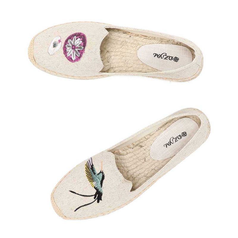 Melva Naisten Summer Flat Slip-on Hengittävä Espadrille - Khaki