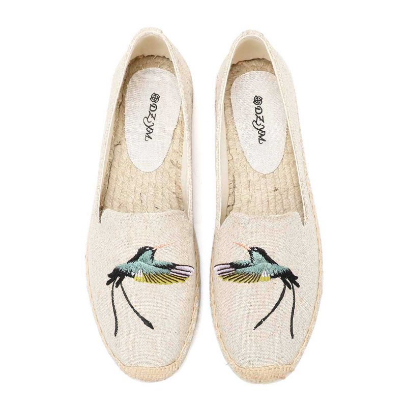 Melva Naisten Summer Flat Slip-on Hengittävä Espadrille - Khaki
