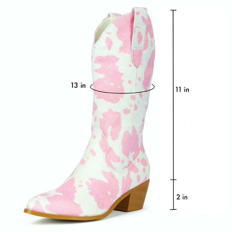 Naisten Darana Slip-on Mid Calf Western -saappaat - Pinkki