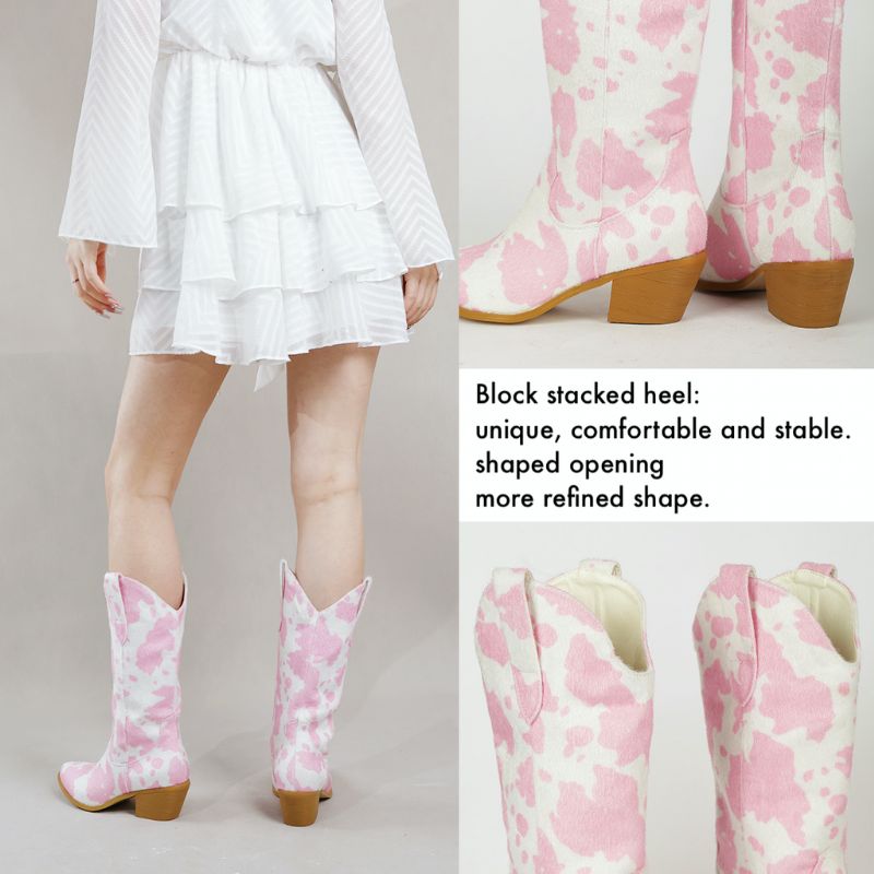Naisten Darana Slip-on Mid Calf Western -saappaat - Pinkki