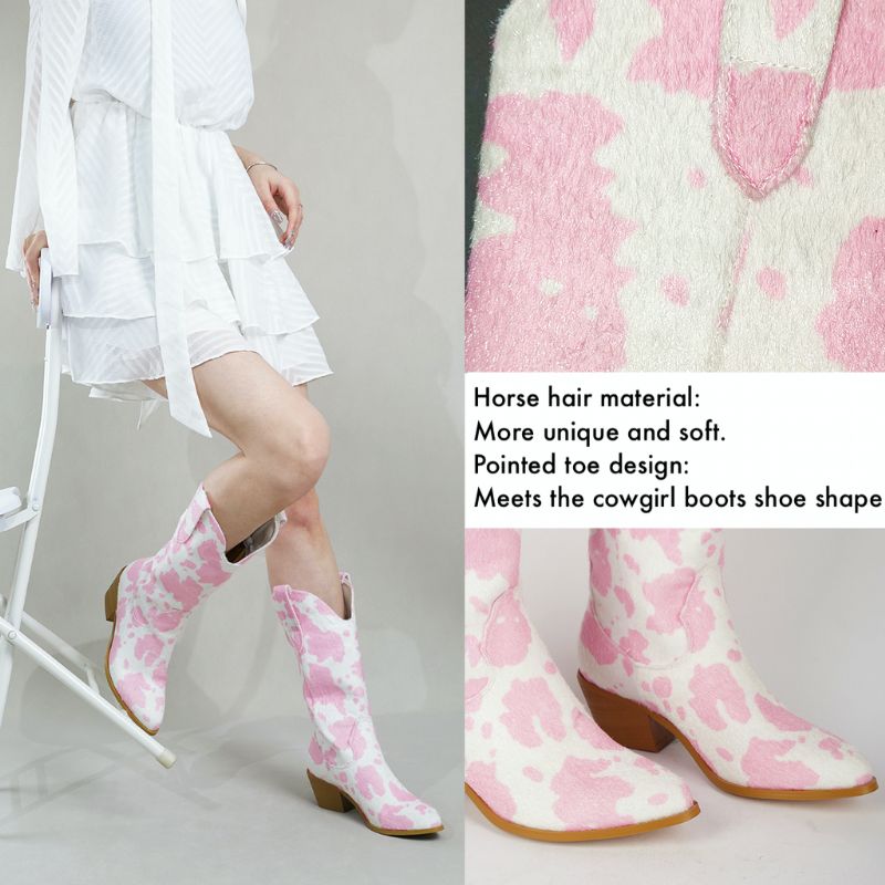 Naisten Darana Slip-on Mid Calf Western -saappaat - Pinkki