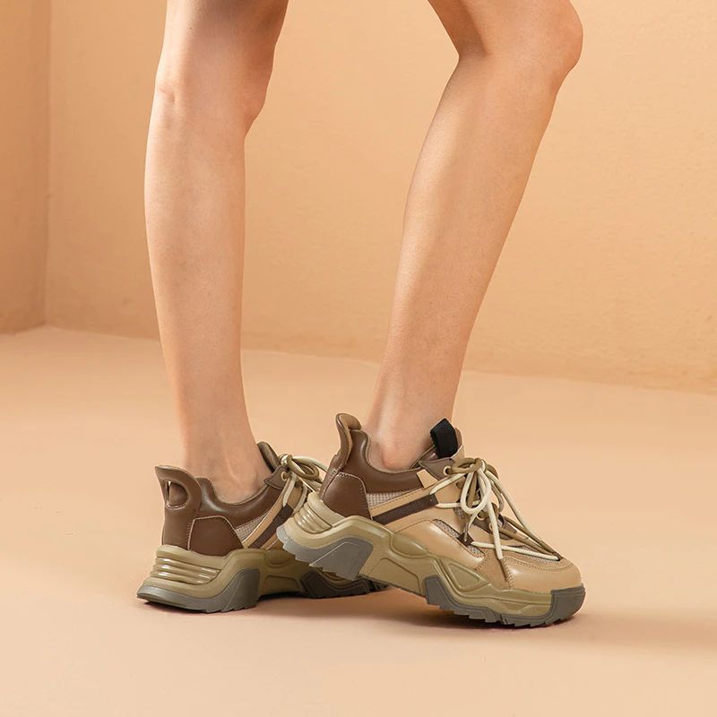 Naisten Dimou Mesh Platform Tennarit - Beige