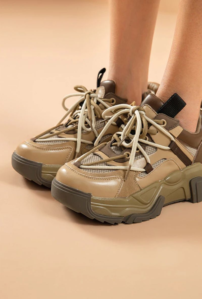 Naisten Dimou Mesh Platform Tennarit - Beige