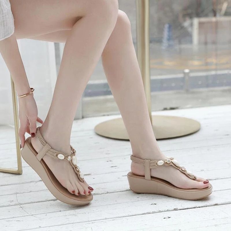 Naisten Elsa Wedge Heel -sandaalit - Beige