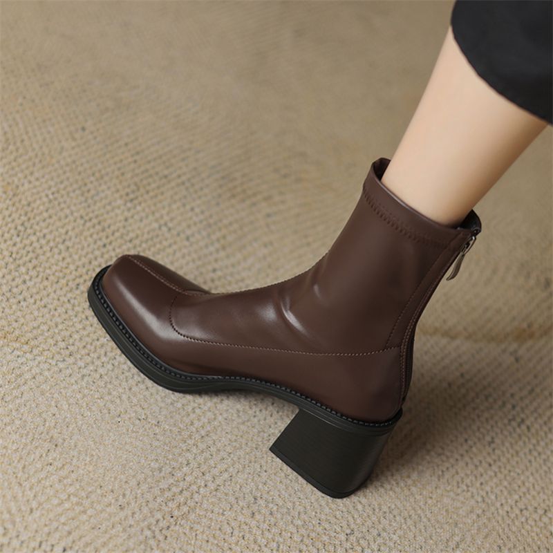 Naisten Gabina Platform Square Heels -saappaat - Ruskea