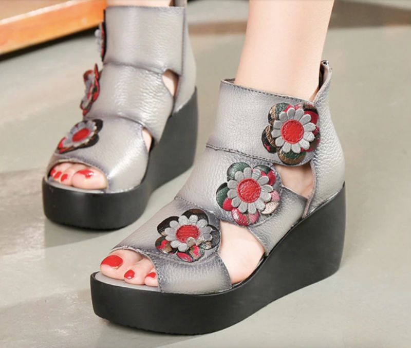 Naisten Glaudia Wedges -sandaali - Harmaa