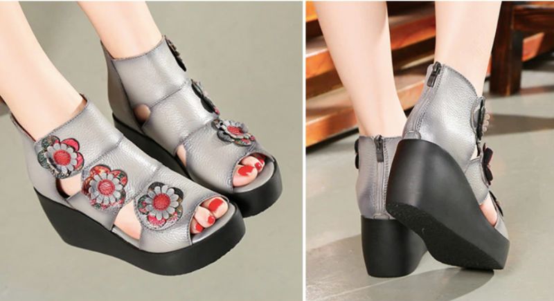 Naisten Glaudia Wedges -sandaali - Harmaa