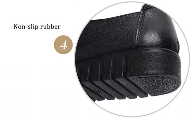 Naisten Kumiset Nahkaiset Loafer-kengät - Musta