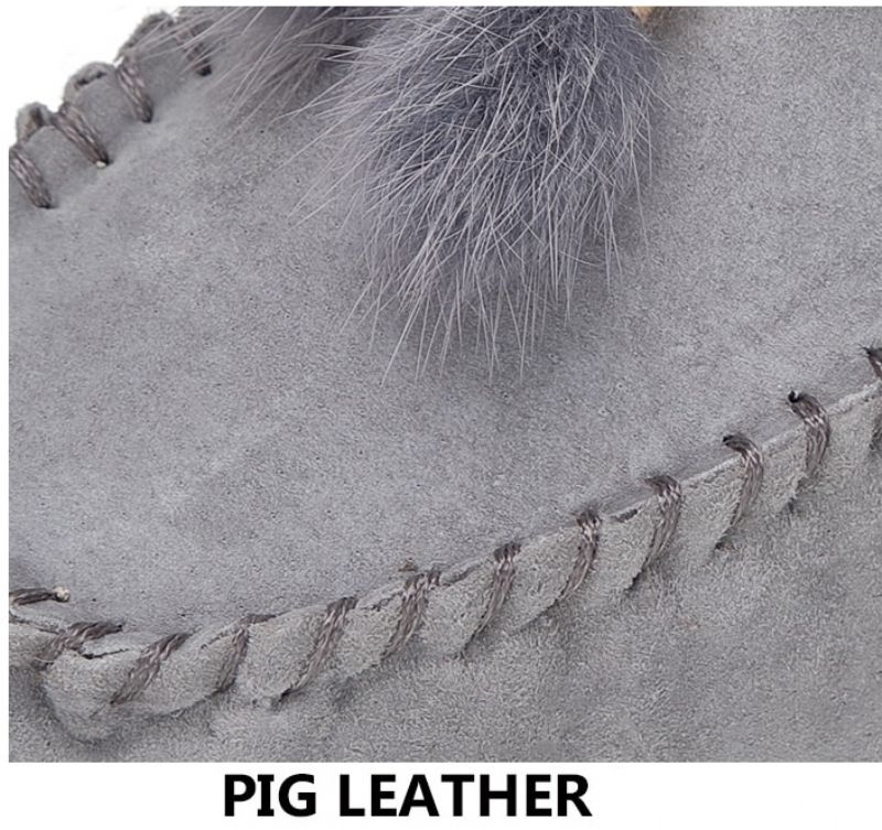 Naisten Leiren Hengittävät Nahkaiset Loafer-kengät - Harmaa