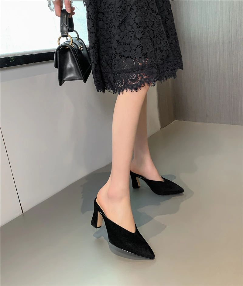 Naisten Luna Elegant Mules -korkokengät - Musta