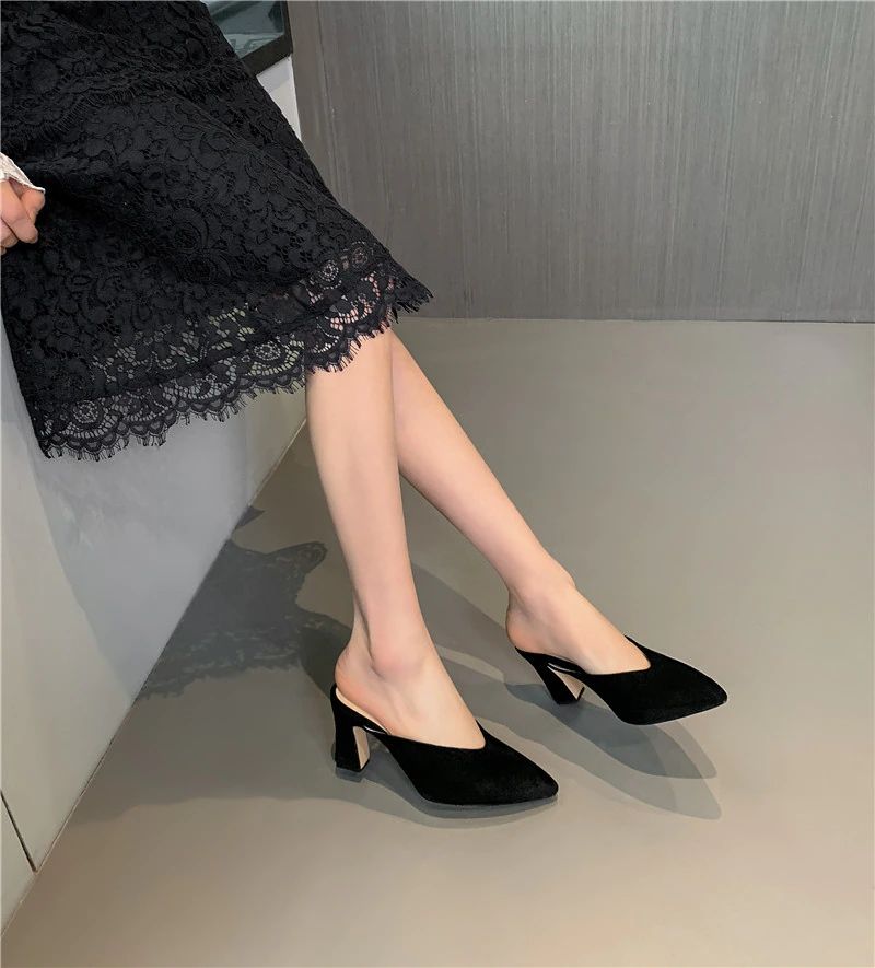 Naisten Luna Elegant Mules -korkokengät - Musta