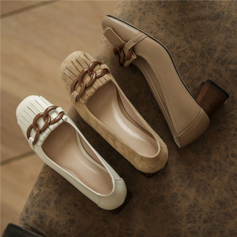 Naisten Marbella High Square Heel Pumps - Beige