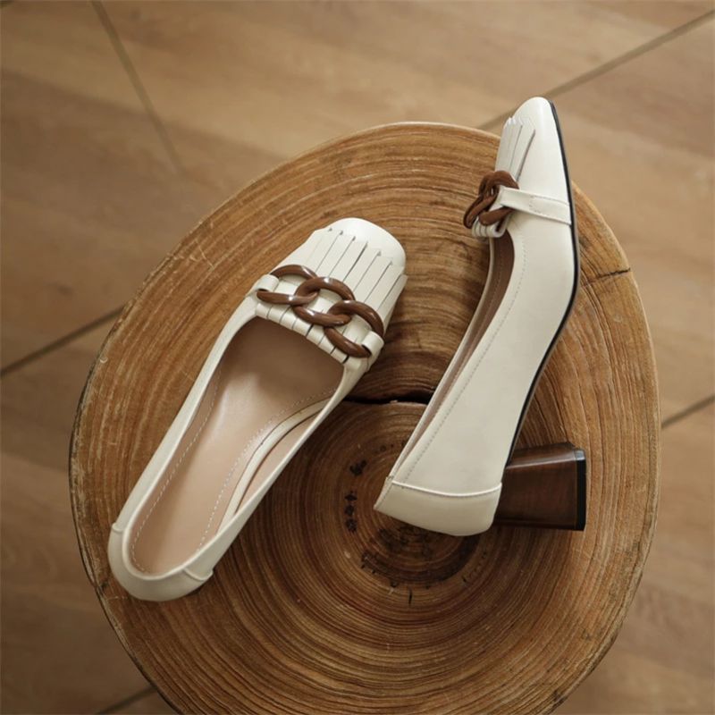 Naisten Marbella High Square Heel Pumps - Beige