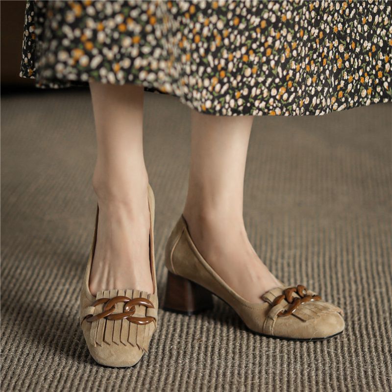 Naisten Marbella High Square Heel Pumps - Beige