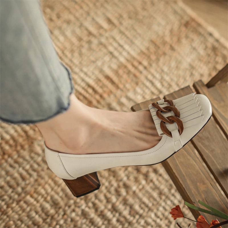 Naisten Marbella High Square Heel Pumps - Beige