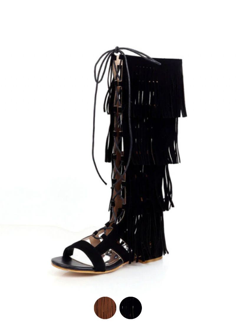 Naisten Noema Gladiator Knee High Black Boots