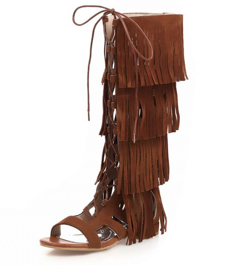 Naisten Noema Gladiator Knee High Black Boots - Musta
