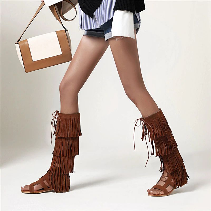 Naisten Noema Gladiator Knee High Black Boots - Musta