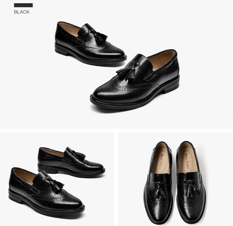 Naisten Polaco Slip-on Nahkaiset Loafer Mustat Kengät - Musta
