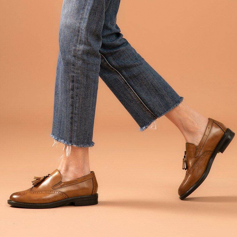 Naisten Polaco Slip-on Nahkaiset Loafer Mustat Kengät - Musta