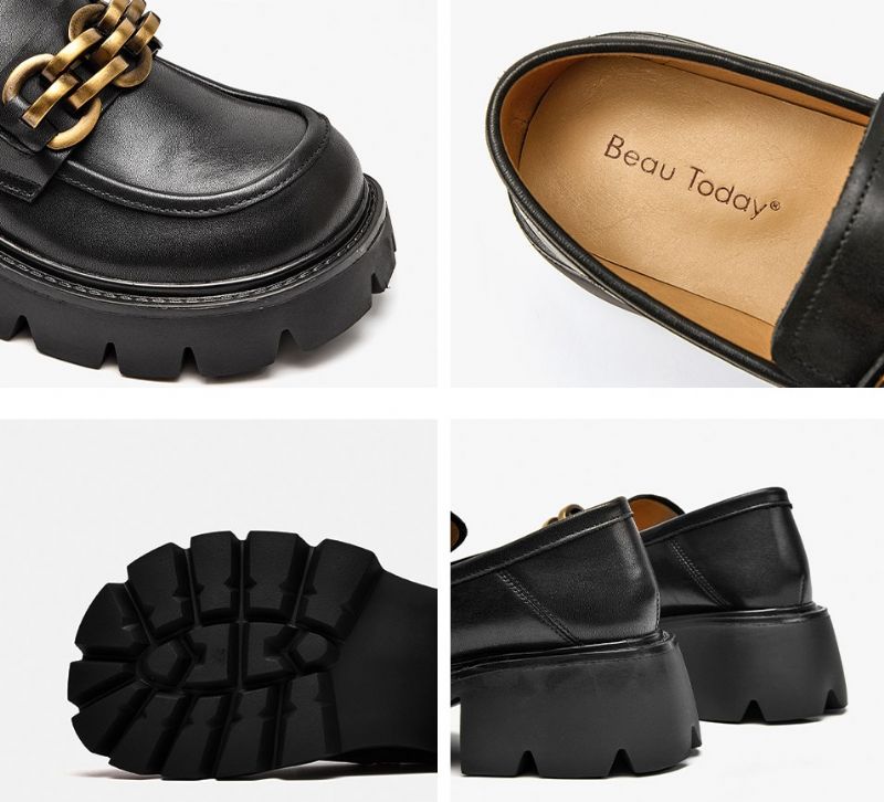 Naisten Pyöreäkärkikengät Mustat Loafer-kengät - Kahvi