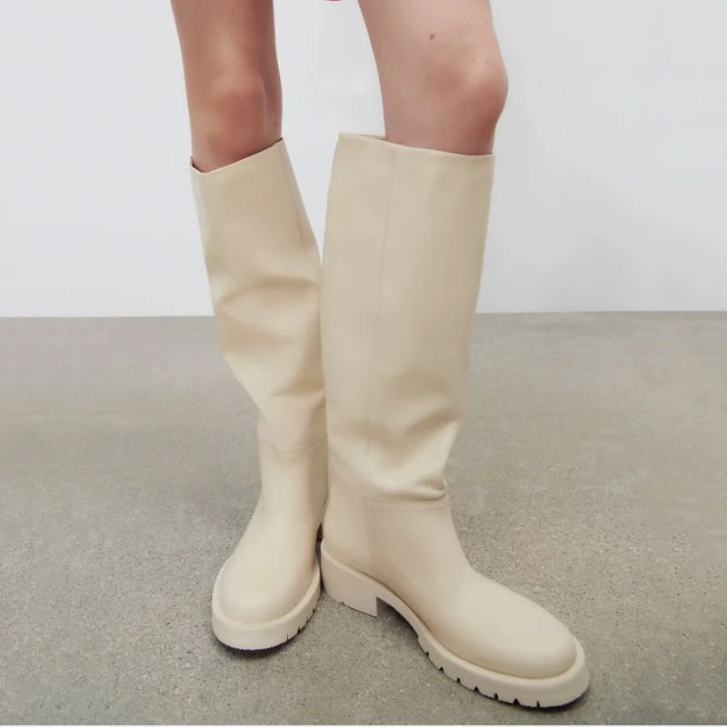 Naisten Randy Fashion -polvisaappaat - Apricot No Fur