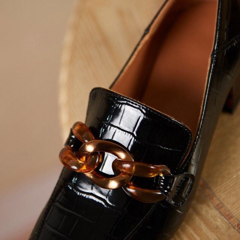 Naisten Susexin Paksukorkoiset Nahkaiset Loafer-kengät - Beige