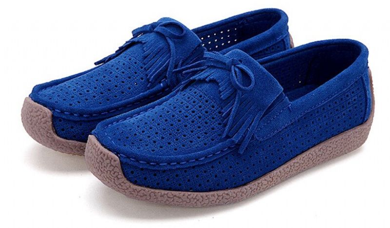 Naomi Naisten Litteät Nahkaiset Loafer-kengät - Sininen