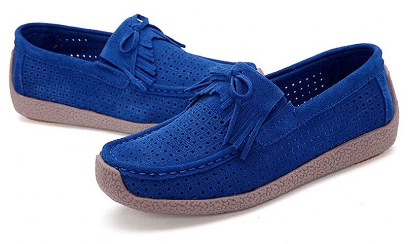 Naomi Naisten Litteät Nahkaiset Loafer-kengät - Sininen