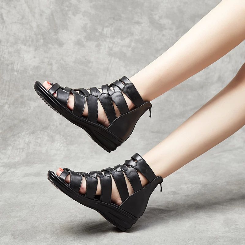 Nardy Naisten Comfort Wedge Sandaalit - Musta