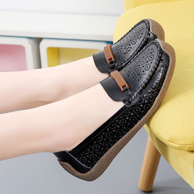 Nicolina Naisten Hengittävät Nahkaiset Loafer-kengät - Valkoinen Hollow