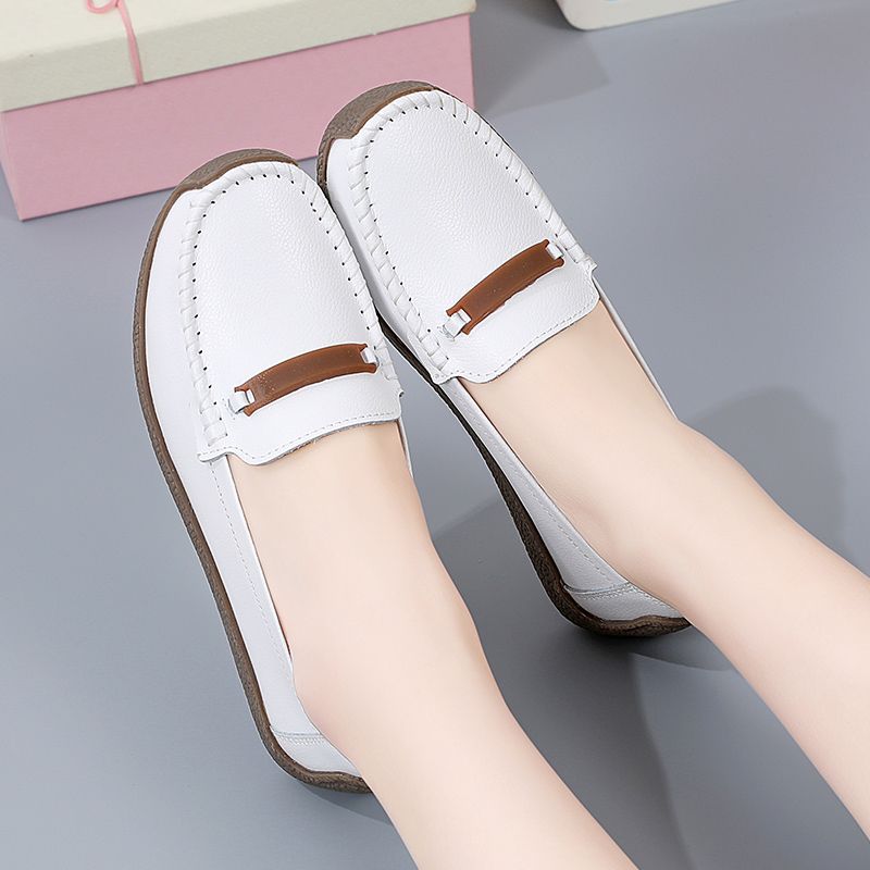 Nicolina Naisten Hengittävät Nahkaiset Loafer-kengät - Valkoinen Hollow