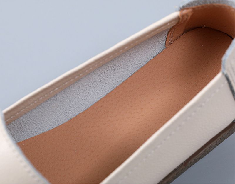 Nicolina Naisten Hengittävät Nahkaiset Loafer-kengät - Valkoinen Hollow