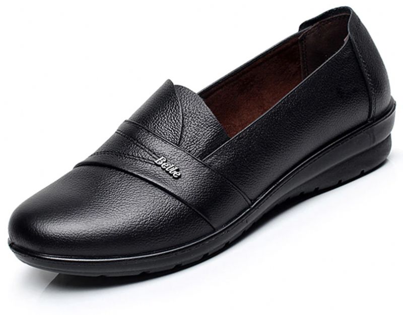 Nina Naisten Mustat Nahkaiset Loafer-kengät - Musta
