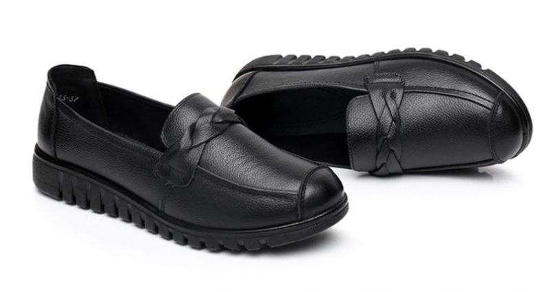 Olga Naisten Vapaa-ajan Nahkaiset Loafer-kengät - Musta