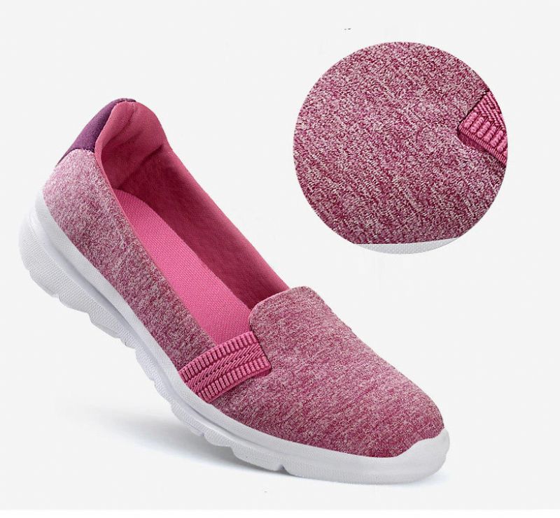 Päivittäiset Naisten Pehmeät Hengittävät Mesh-kokoiset Tasaiset Loafers-kengät - Pinkki