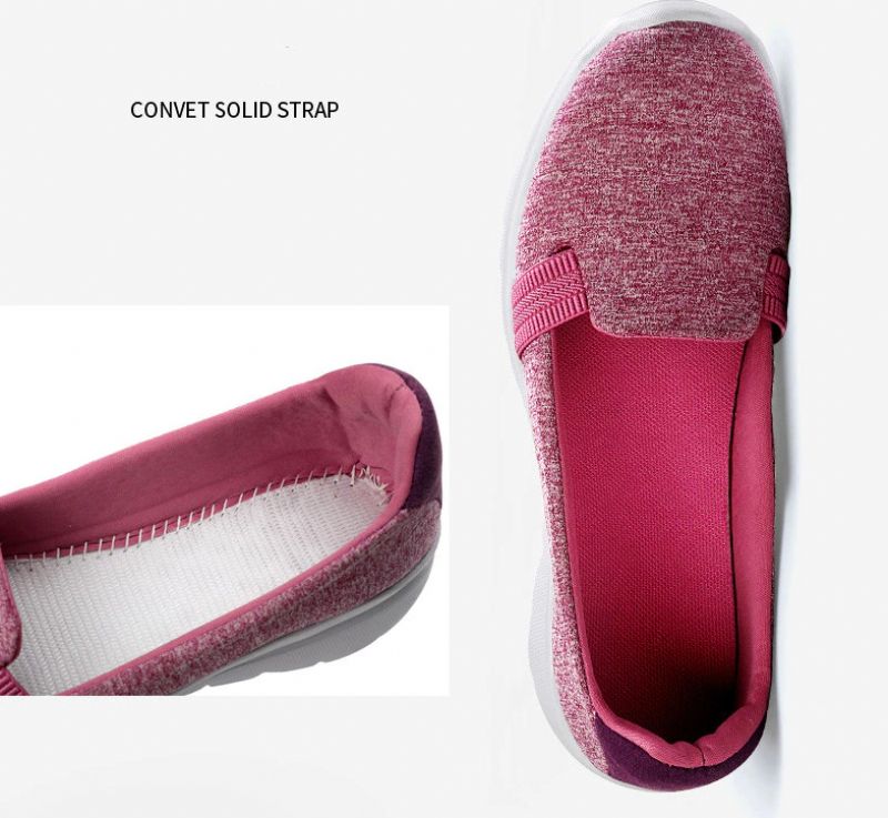 Päivittäiset Naisten Pehmeät Hengittävät Mesh-kokoiset Tasaiset Loafers-kengät - Pinkki