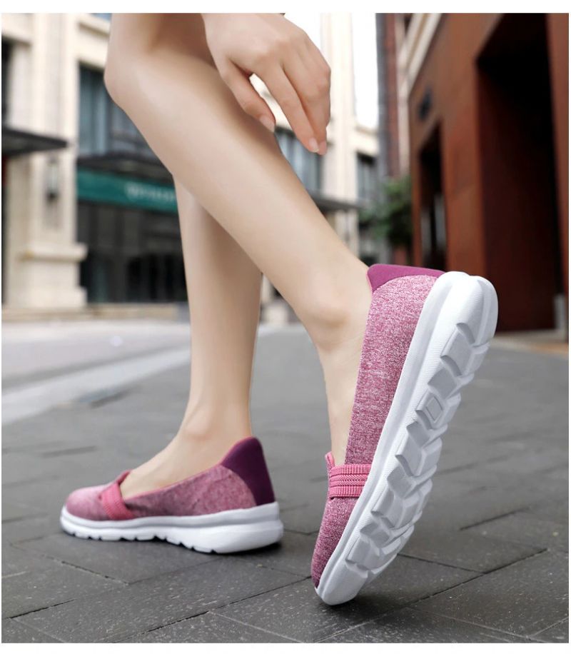 Päivittäiset Naisten Pehmeät Hengittävät Mesh-kokoiset Tasaiset Loafers-kengät - Pinkki
