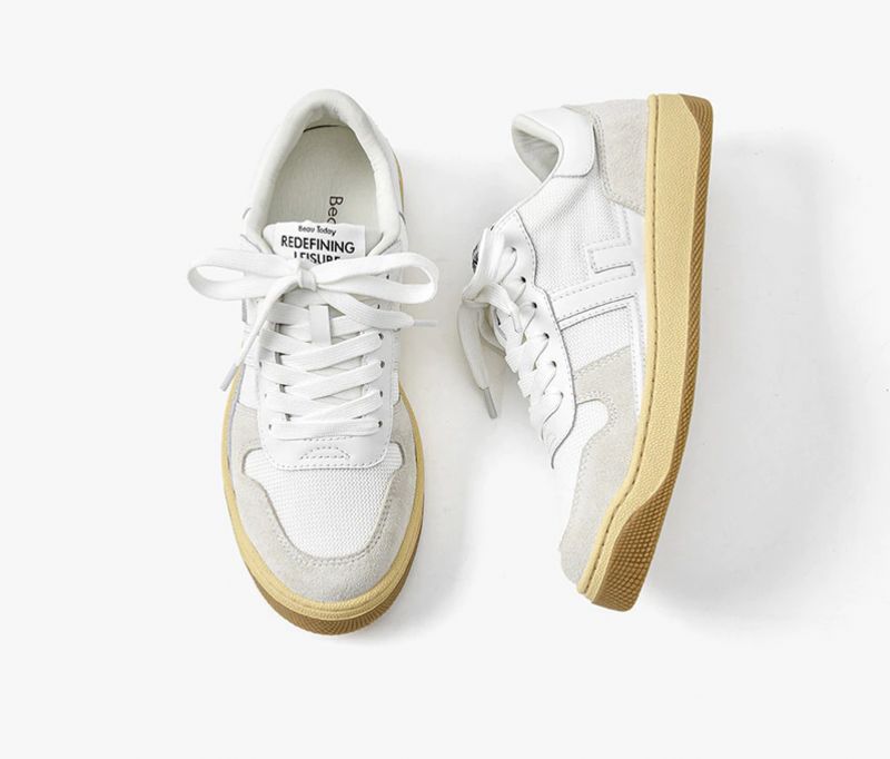 Picco Naisten Lenkkarit Nahkaiset Tasaiset Kengät - Beige Harmaa