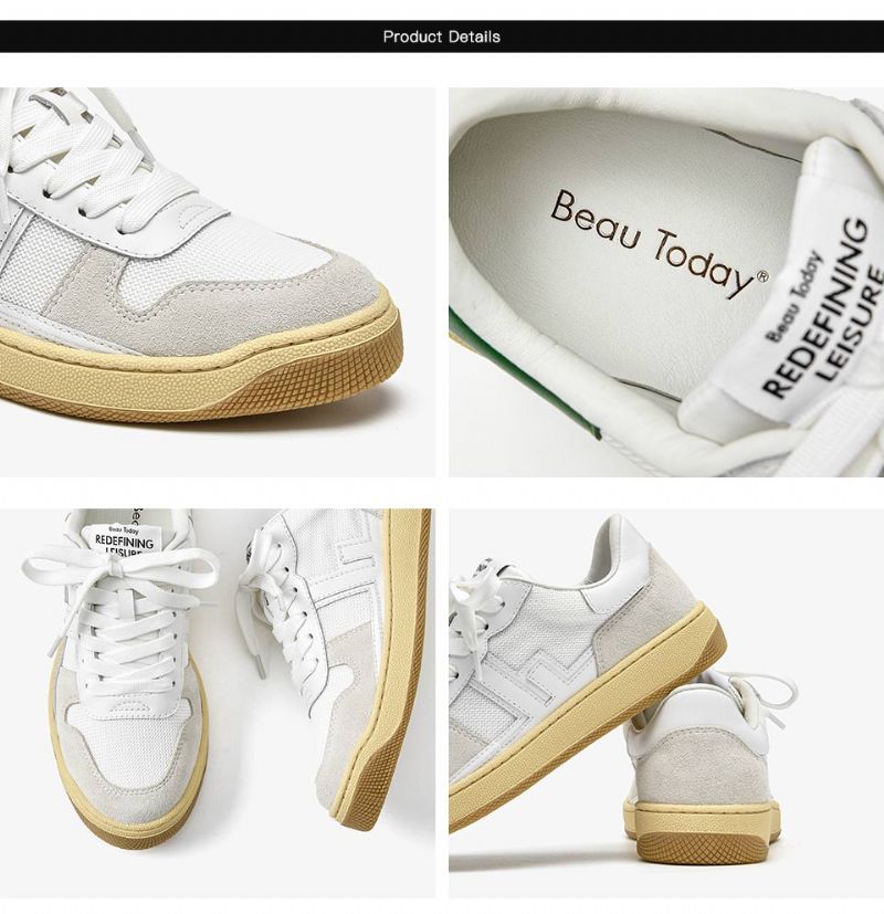 Picco Naisten Lenkkarit Nahkaiset Tasaiset Kengät - Beige Harmaa