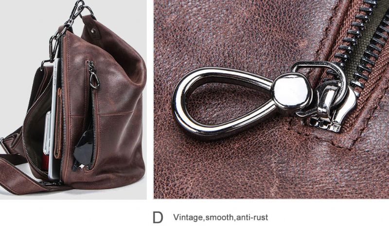 Pinto Miesten Nahkainen Crossbody Käsilaukku - Kahvi